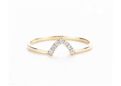 Gold Plated CZ Studded Fashion V Ring